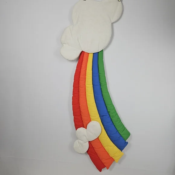 80’s Wooltex Quilted Fabric Rainbow with Clouds / Rainbow Brite